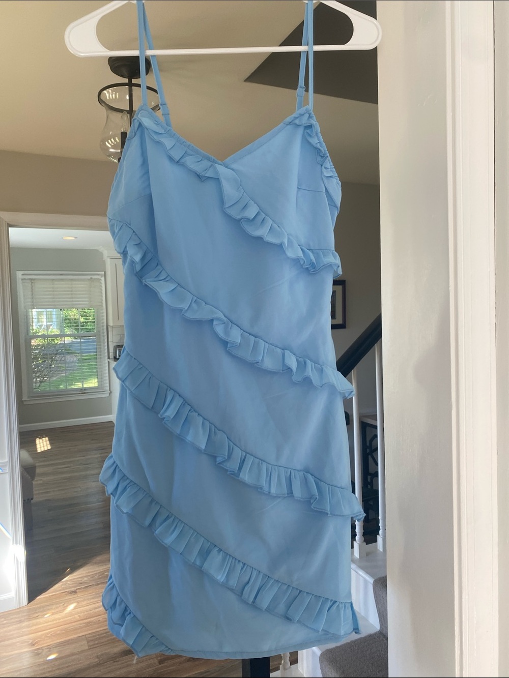 SHEIN Light Blue Ruffle Slip Dress
